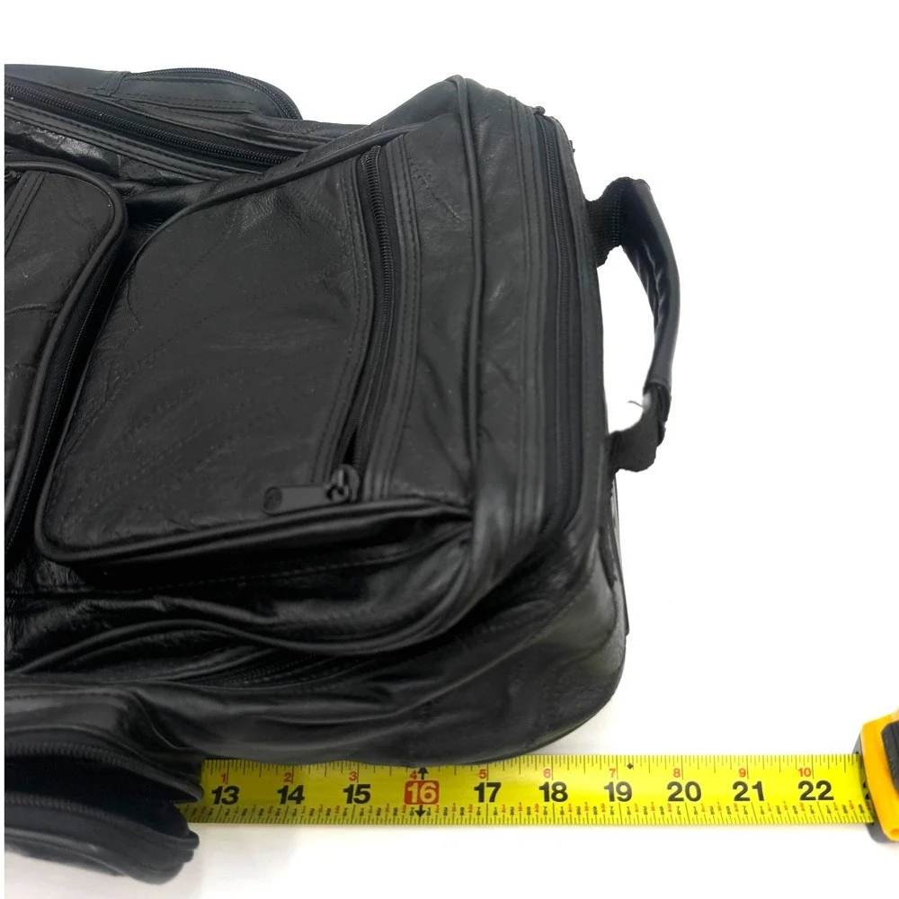 Patchwork Leather Rolling Backpack Large Black Y2K Travel Bag